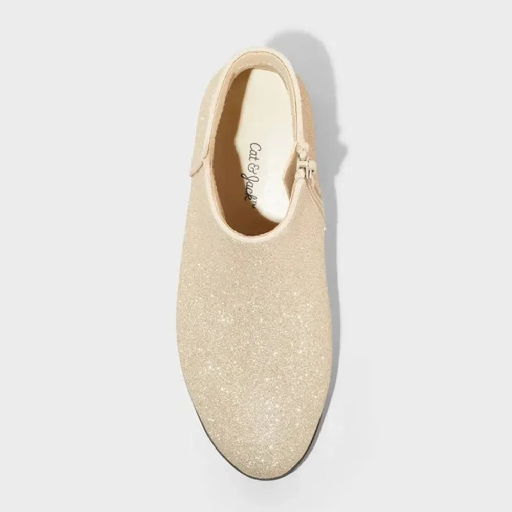 NEW Cat & Jack Kids' Bree Glitter Boots - Gold - Size 4